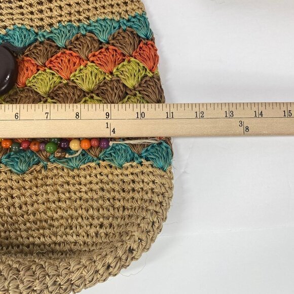 Straw Hobo Bag Multicolor Button Closure - Picture 4 of 10